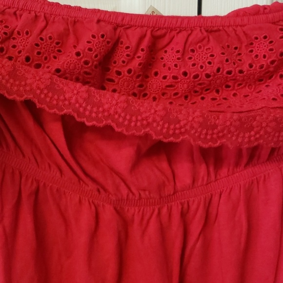 Decree Lacy Top Red Flowy Tube Top S Small - Picture 4 of 4